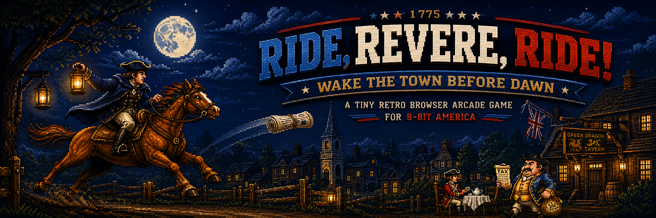 Ride, Revere, Ride!: I Built a Tiny Paul Revere Arcade Game for 8-Bit America image from the original Substack post.