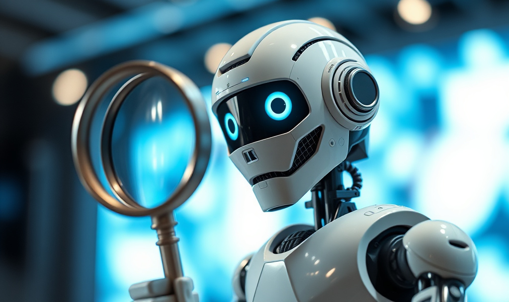 robot with a magnifying glass