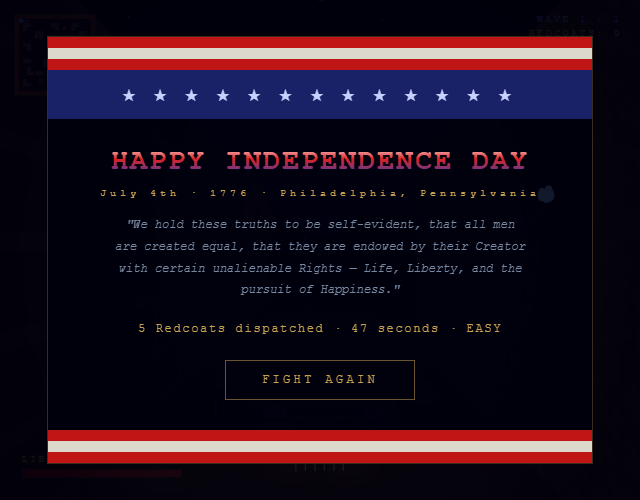 Happy Independence Day win screen