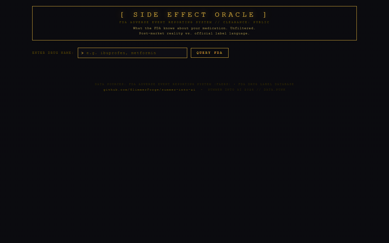 Summer into AI 2026: Side Effect Oracle screenshot from the original Substack post.
