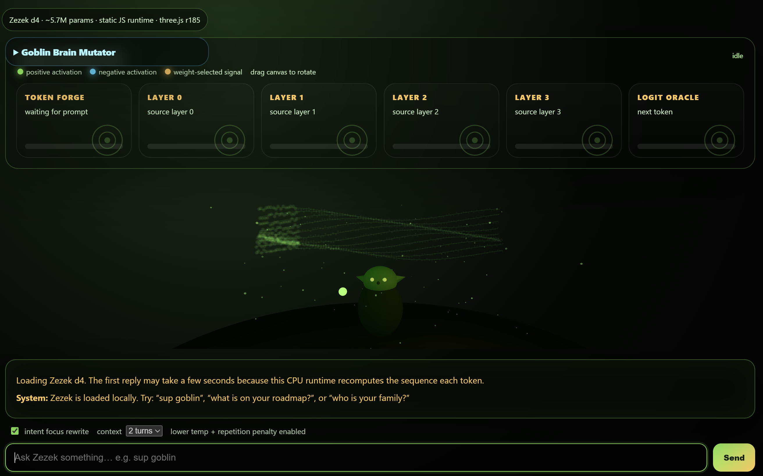 Summer into AI: Week2 Submission: Zezek the Goblin: Web based Goblin Brain screenshot from the original Substack post.