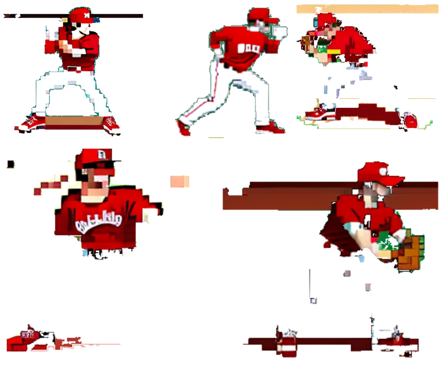 Animation-set sprite generation attempts for Timestorm Baseball