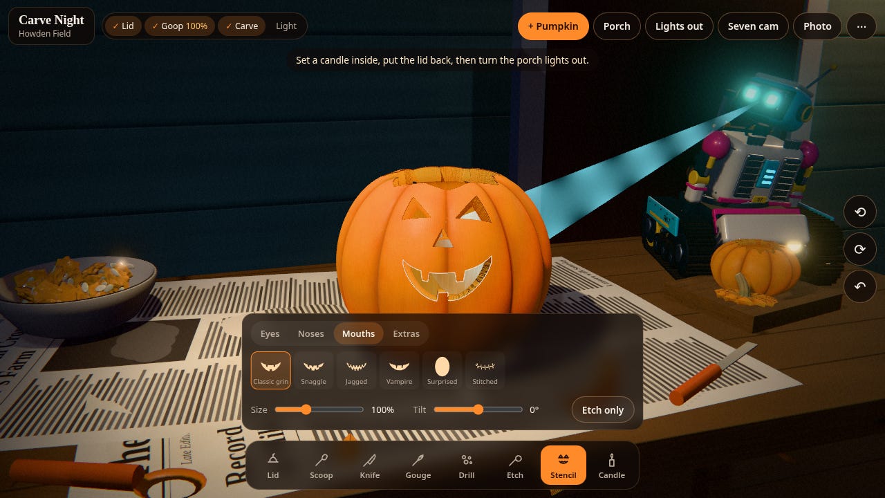 Videolab: Seven Carves a Pumpkin image from the original Advisory Hour post.