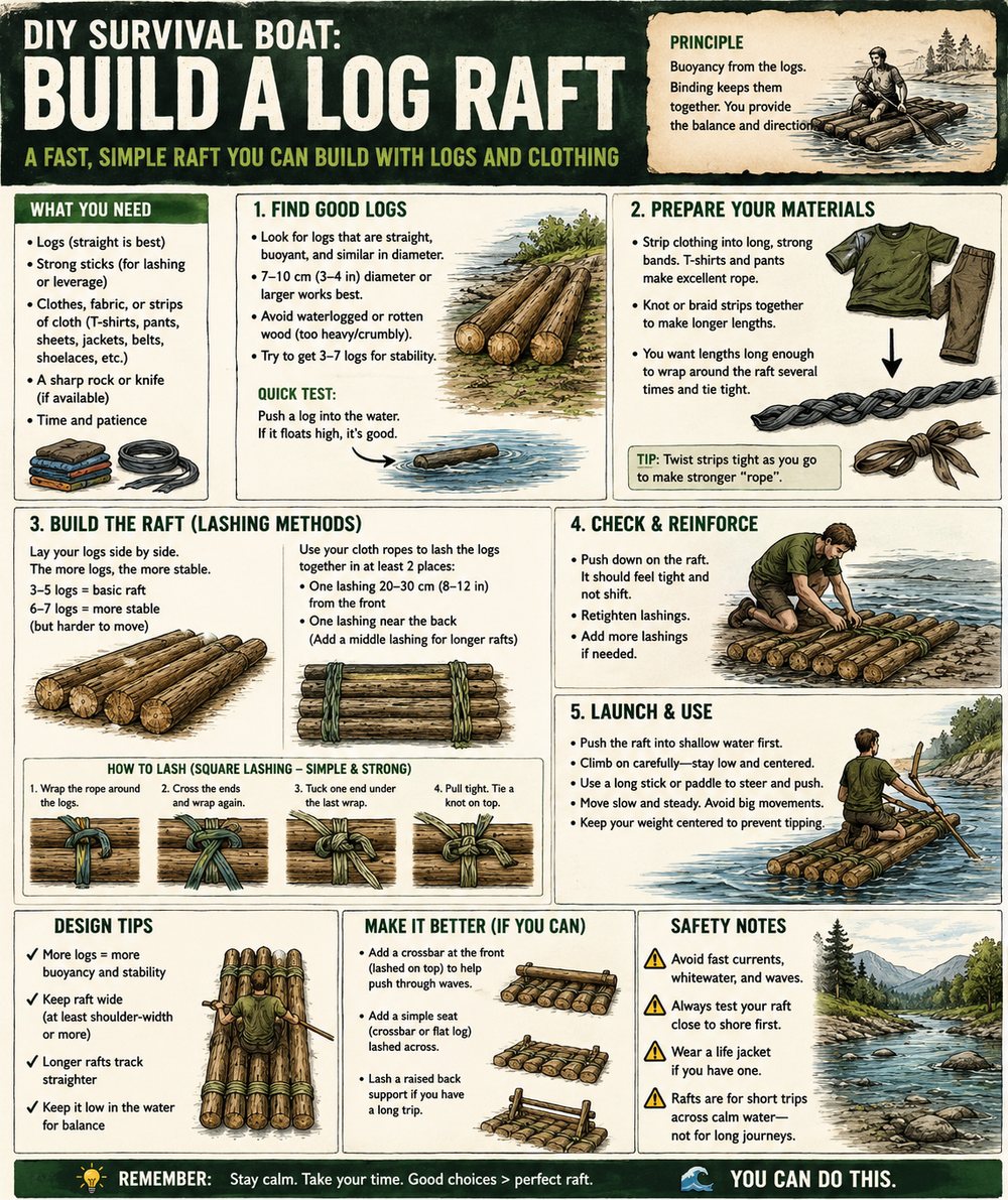 Infographic explaining how to build a log raft